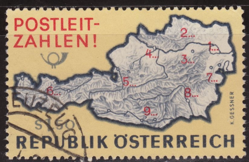 z vendido Austria 1966 Scott 756 Sello º Map Of Austria with Postal Zone Numbers 1,50S Timbre Autriche Osterreich