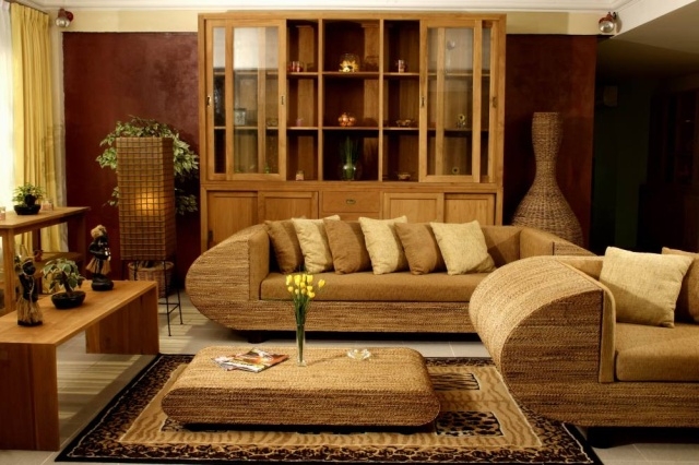 Sala media luna rattan