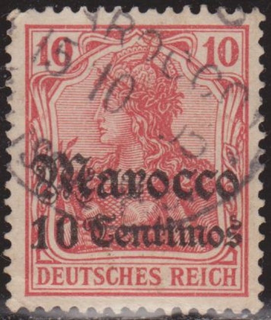 Alemania 1900 Scott 9 Sello º Deutsches Reich Offices in Morocco Sobreimpreso 10c - 5pf Timbre Allemagne Germania Germany Alemagne Deutschland
