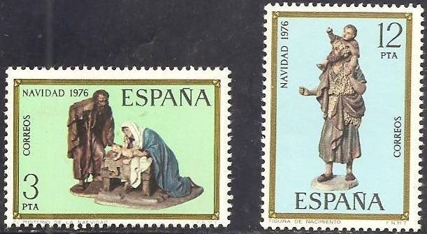 España 1976 2368/9 Sellos ** Congreso Internacional de Belenistas Misterios de Castells Completa Timbres Espagne Espana stamps Spain