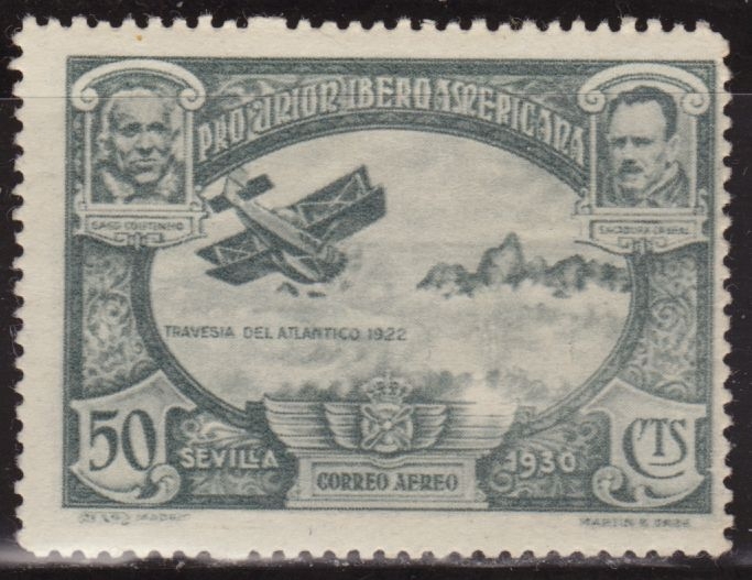 España 1930 587 Sello * Pro Union Iberoamericana Sevilla Correo Aereo Correo Aereo Mexico Sidar 50c Timbre Espagne Espana stamps Spain