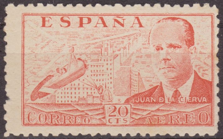z vendido España 1939 880 Sello ** Juan de la Cierva y Autogiro 20c Timbre Espagne Espana stamps Spain Briefmarken Spanien francobolli Spagna