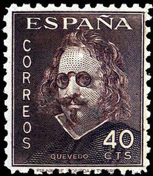 España 1945 Edifil 989 Sello ** Cent. Muerte de Francisco de Quevedo Retrato 40c Timbre Espagne Espana stamps Spain Briefmarken Spanien francobolli Spagna selos Espanha