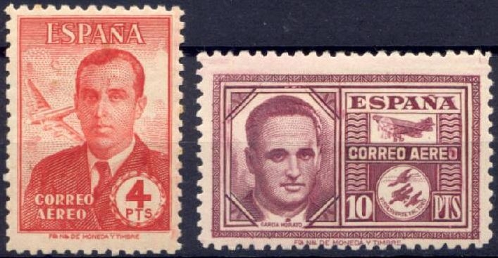 España 1945 Edifil 991/2 Sellos * Personajes Carlos Haya y Joaquin Garcia Morato Spain Stamps Timbre Espagne Briefmarke Spanien Francobolli Spagna Postimerkkejä Espanja Postzegels Spanje Frimerker Spania Znaczki Hiszpania Selos Espanha