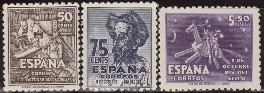 España 1947 Edifil 1012/4 Sello ** Cent. Nacimiento de Cervantes Spain Stamps Timbre Espagne Briefmarke Spanien Francobolli Spagna Postimerkkejä Espanja Postzegels Spanje