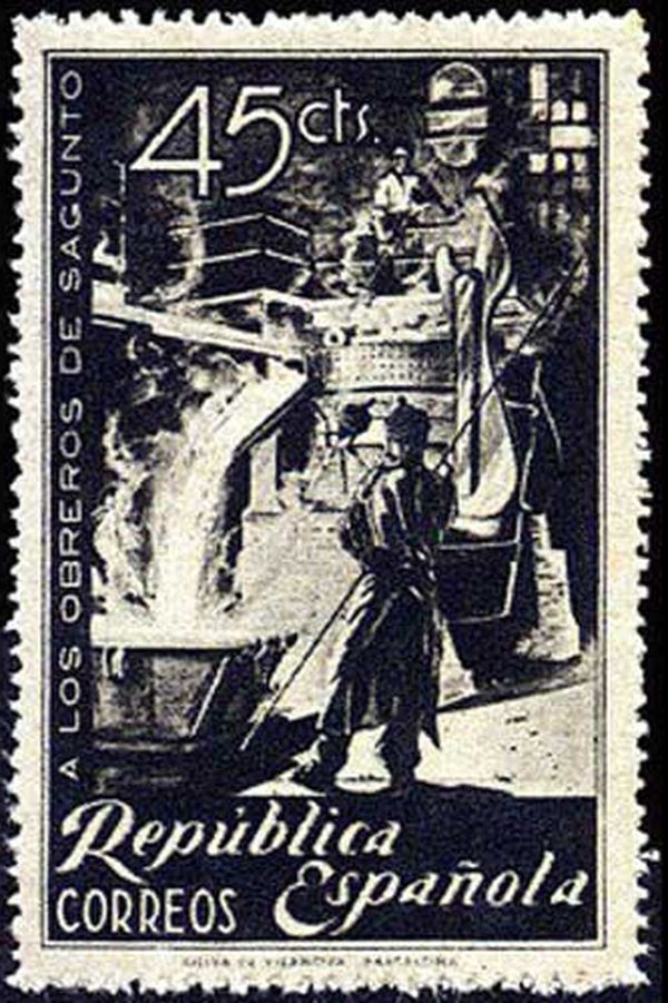 España 1938 773 Sello ** Homenaje a los Obreros de Sagunto 45c República Española Timbre Espagne Spain Spagna Espana Espanha Spanje Spanien Spanie Stamps Briefmarke Francobolli Timbre Postal Postzegel Selo Postal