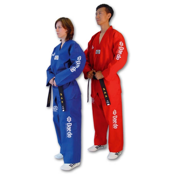 DAEDO1045-Dobok blanco,azul,rojo.WTF.