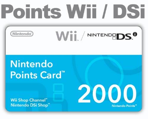Nintendo Points Card - 2000 Puntos Para Nintendo Wii Y Dsi