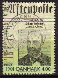 DINAMARCA 2000 Scott 1169 Sello Periodismo Eventos Profesor J.H. Deuntzer Michel 1234