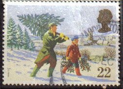 Gran Bretaña 1990 Scott 1301 Sello º Christmas Portando Arbol Navidad Grande Bretagne Great Britain