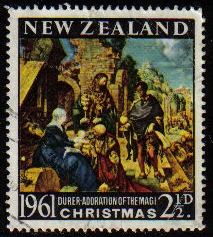 z vendido Nueva Zelanda 1961 Scott 354 Sello º Navidad Christmas Adoracion Reyes Magos de Durero Nouvelle Zelande 