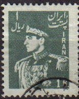 z vendido IRAN 1951 Scott 956 Sello Retrato Militar Mohammad Reza Shah Pahlavi Usado 