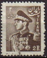 z vendido IRAN 1951 Scott 958 Sello Retrato Militar Mohammad Reza Shah Pahlavi Usado 