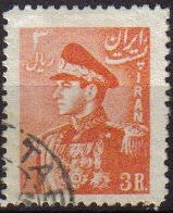 z vendido IRAN 1951 Scott 960 Sello Retrato Militar Mohammad Reza Shah Pahlavi Usado 