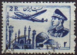 z vendido IRAN 1953 Scott C70 Sello Correo Aereo Avión sobrevolando Moscú y retrato Militar Mohammad Reza Shah Pahlavi Usado 