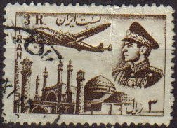 z vendido IRAN 1953 Scott C71 Sello Correo Aereo Avión sobrevolando Moscú y retrato Militar Mohammad Reza Shah Pahlavi Usado 