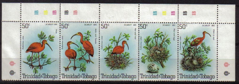 z vendido TRINIDAD Y TOBAGO 1980 Michel 411/5Sellos Nuevos Serie Pájaros IBIS SCARLET EUDOCIMUS RUBER YVERT.413/7 Completa 