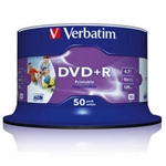 VERBATIM DVD+R WIDE PHOTO QUALITY PRINTABLE 16x TARRINA 50 (UNBRANDED)