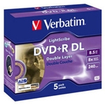 DVD+R VERBATIM DOBLE CAPA 8X LIGHTSCRIBE PACK 5
