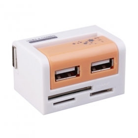 USB de 2 puertos combo 2,0 hub 4 en 1 lector de tarjetas de color amarillo y negro precio 10,00
