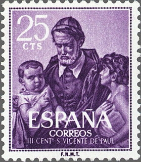 ESPAÑA 1960 1296 Sello Nuevo III Centenario de la Muerte San Vicente de Paul Yv977 Espana Spain Espagne Spagna Spanje Spanien 