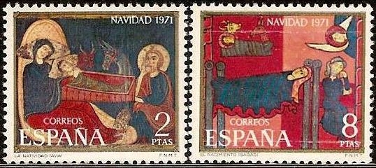 ESPAÑA 1971 2061/2 Sellos Nuevos Navidad Completa. Altar de Aviá y Saint Andreu de Sagars ** MNH Espana Spain Espagne Spagna Spanje Spanien 