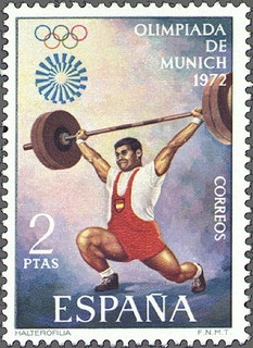 z vendido ESPAÑA 1972 2099 Sello Nuevo XX Juegos Olimpicos de Munich Halterofilia Espana Spain Espagne Spagna Spanje Spanien 