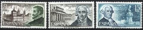 ESPAÑA 1973 2117/9 Sellos Nuevos Personajes Españoles Juan de Herrera Juan de Villanueva Ventura Rodriguez Completa Espana Spain Espagne Spagna Spanje Spanien 