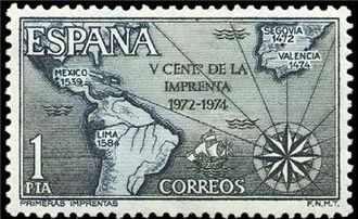z vendido ESPAÑA 1973 2164 Sello Nuevo V Centenario de la Imprenta Desarrollo de la Imprenta en el imperio español Espana Spain Espagne Spagna Spanje Spanien 