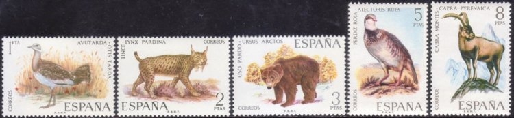 ESPAÑA 1971 2036/40 Sellos Nuevos Fauna Hispánica Completa Espana Spain Espagne Spagna Spanje Spanien 